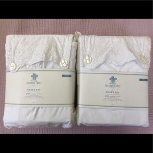 Cotton Embroidered Hem twin sheet set (2)